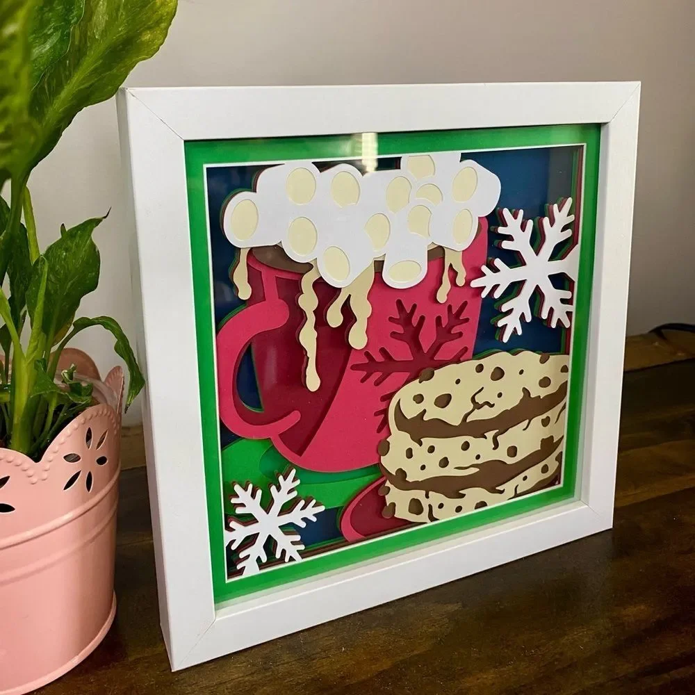 3D Hot Cocoa & Cookies Christmas Shadowbox